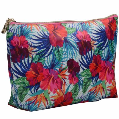 Monogrammed Hibiscus Imprint Cosmetic Bag